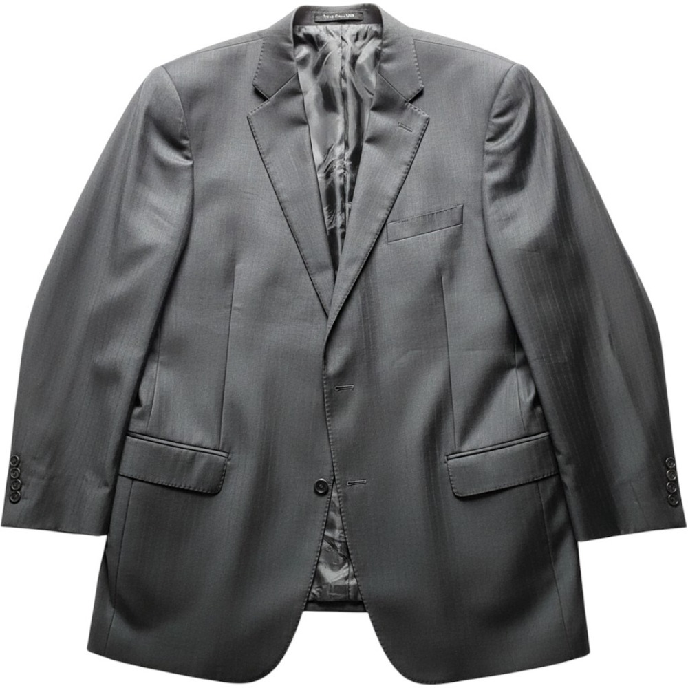 Saks Fifth Avenue BLACK Blazer Mens 46L Grey Ermenegildo Zegna Wool Silk Italy